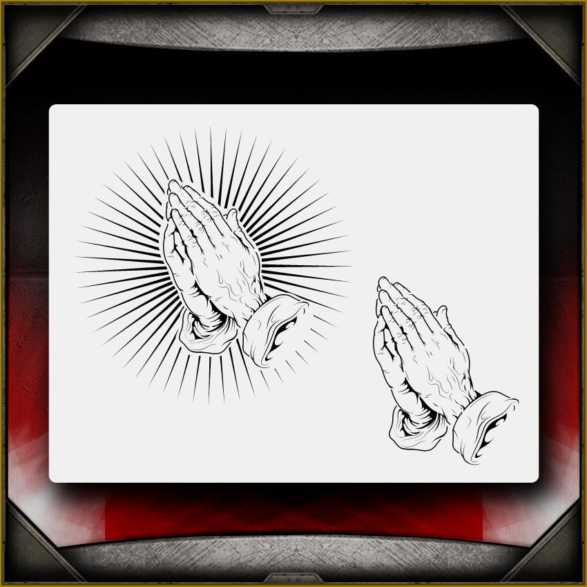Praying Hands 1 Airbrush Stencil Template Airsick