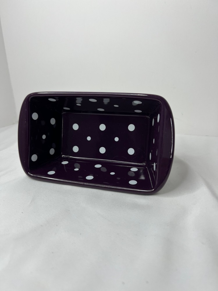 PURPLE LOAF BREAD PAN Ceramic Polka Dots Temptations