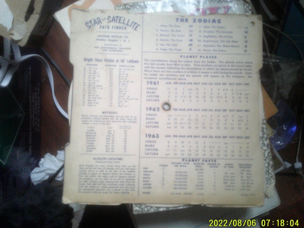 1960's Star & Satellite Path Finder wheel chart