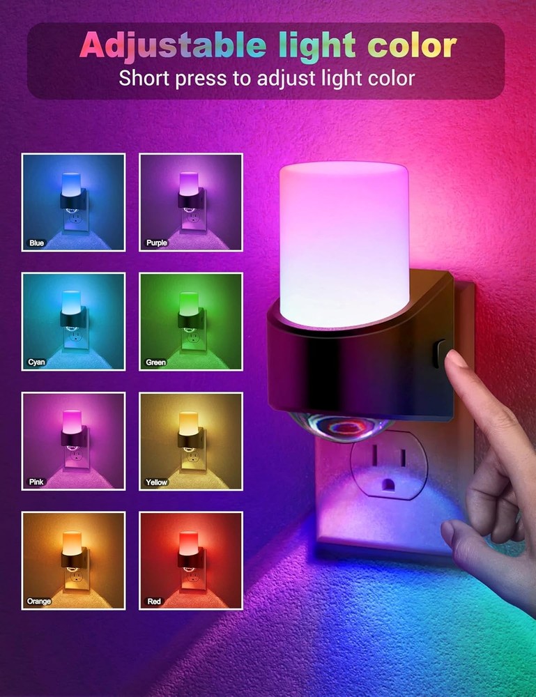 JandCase LED Night Lights Plug into Wall, Color Changing Multicolor
