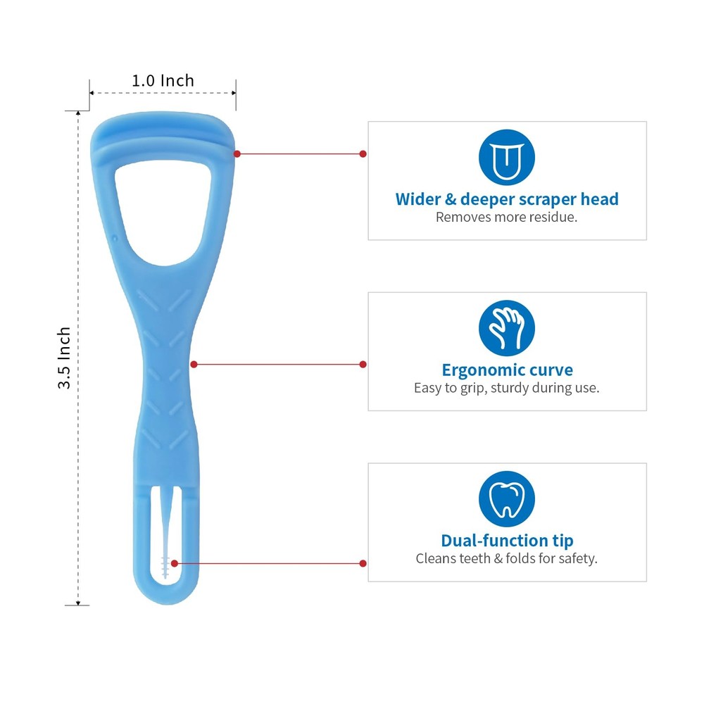 Tongue Cleaner, Scraper, Disposable, Plastic Clean Blue