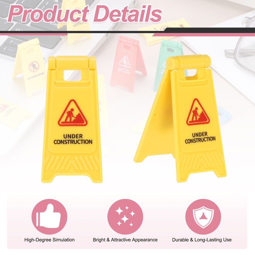 Miniature Warning Sign, Under Construction Signs (Yellow, 2pcs)