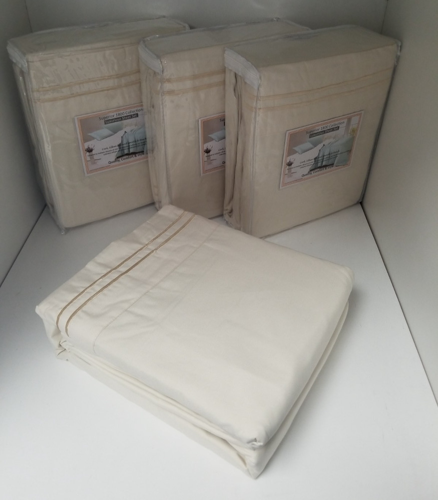 Super Single Sheet Set for Hard Side Waterbed - 6 pockets - Ivory