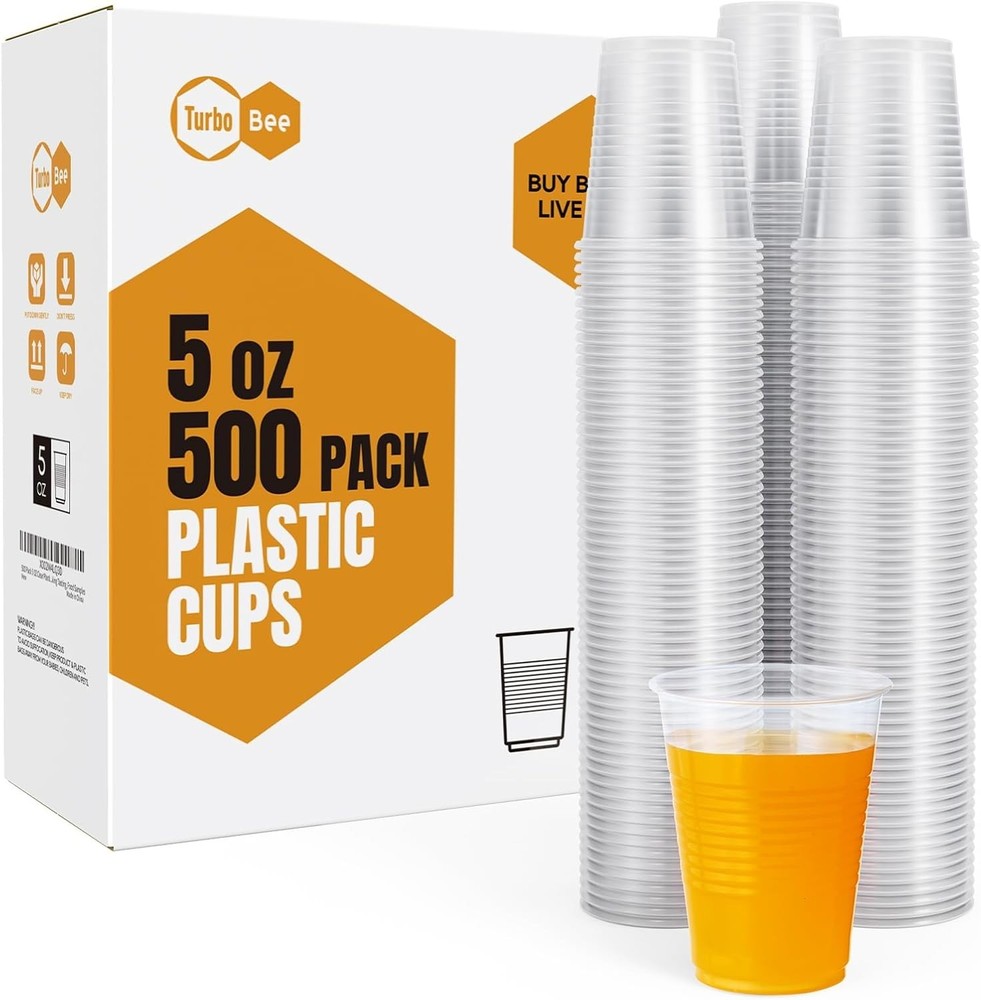 5oz Disposable Plastic Cups 500 Pack - Small Drinking & Sample Cups, Bulk Mul...