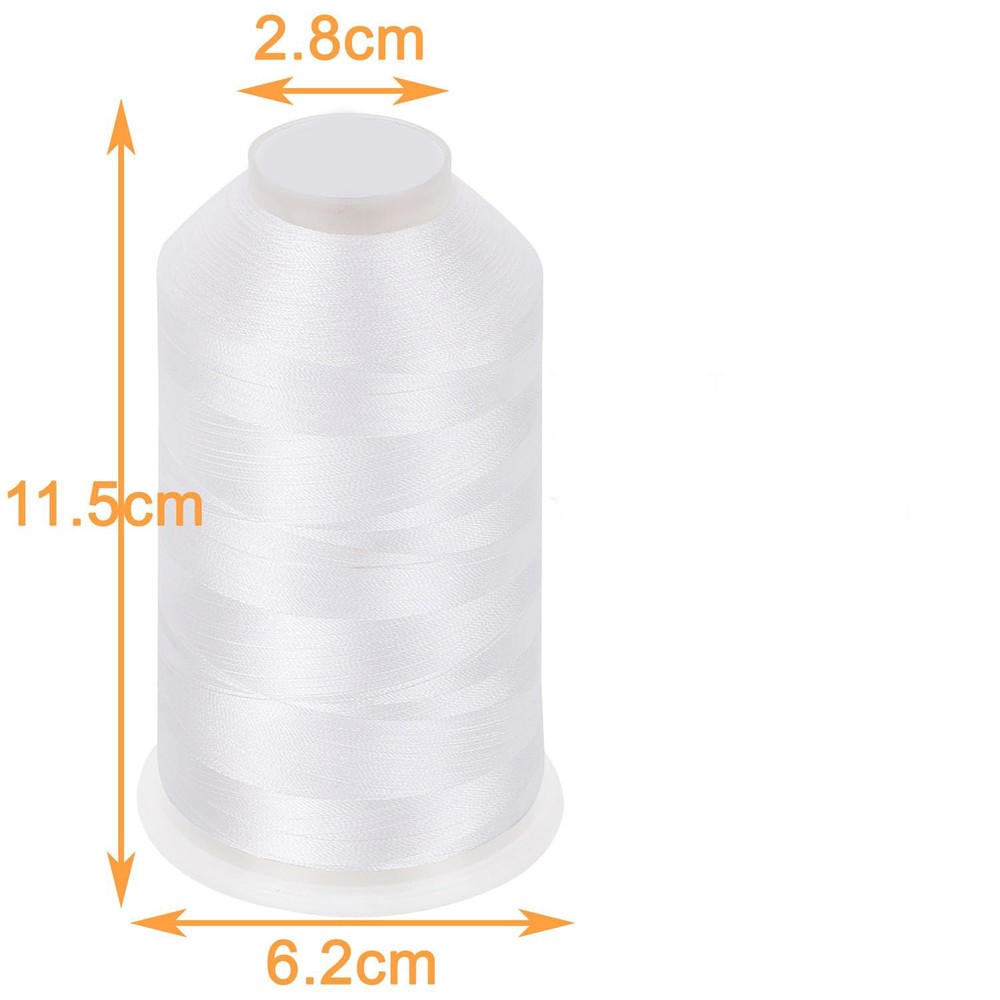 Embroidery Machine Thread 40WT, 5000M Spool, Polyester, White