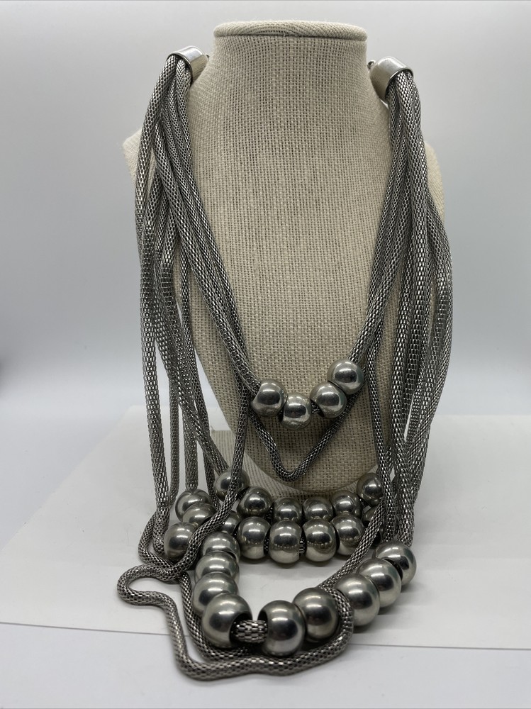 Vintage Multi Layer Silvertone Necklace