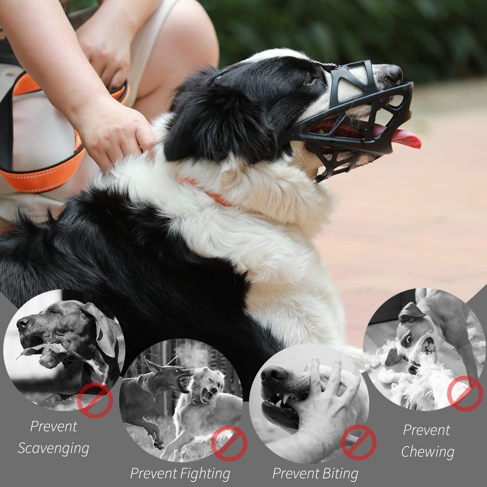 Basket Muzzle for Medium to Large Dogs Soft & Allows Eating & Drinking