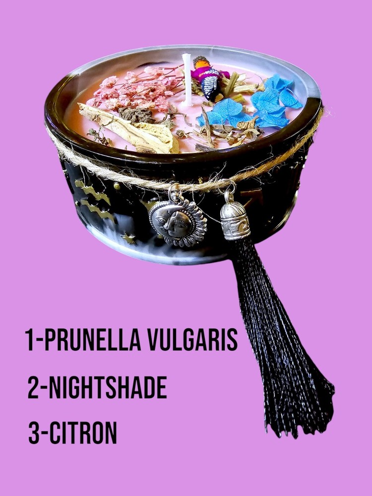 Protection candle, Paganism. Intentional candle with esoteric herbs. Gift Inside
