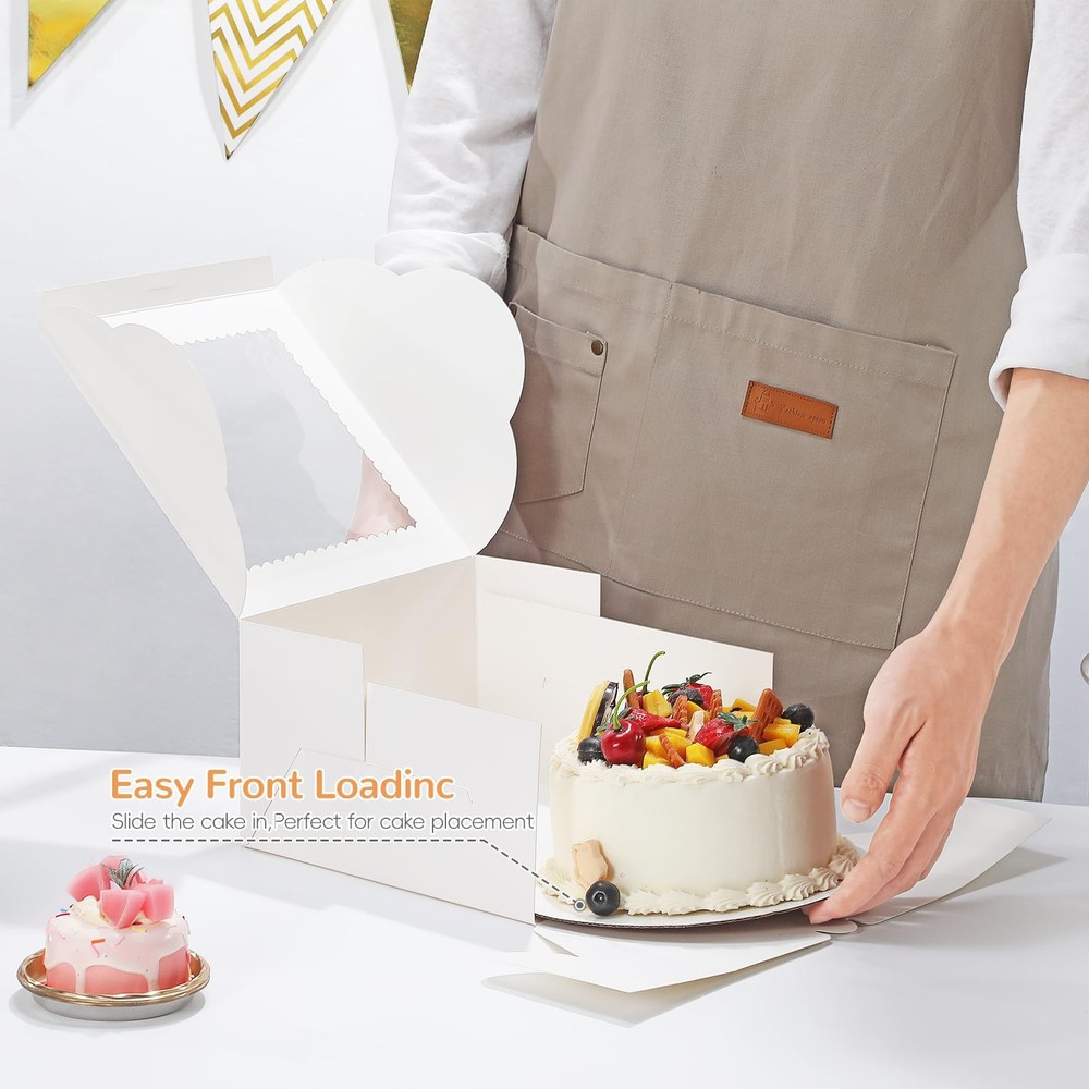 Small Cake Boxes 8 Inch with Window, 24 Set Bakery Boxes with Cake Boards & S...