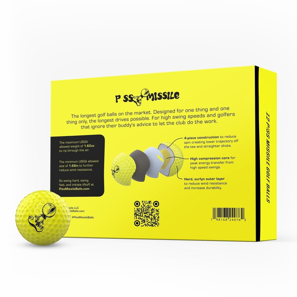 P*ss M*ssile Distance Golf Balls, Dozen - 4-Layer Design, High-Compression Co...