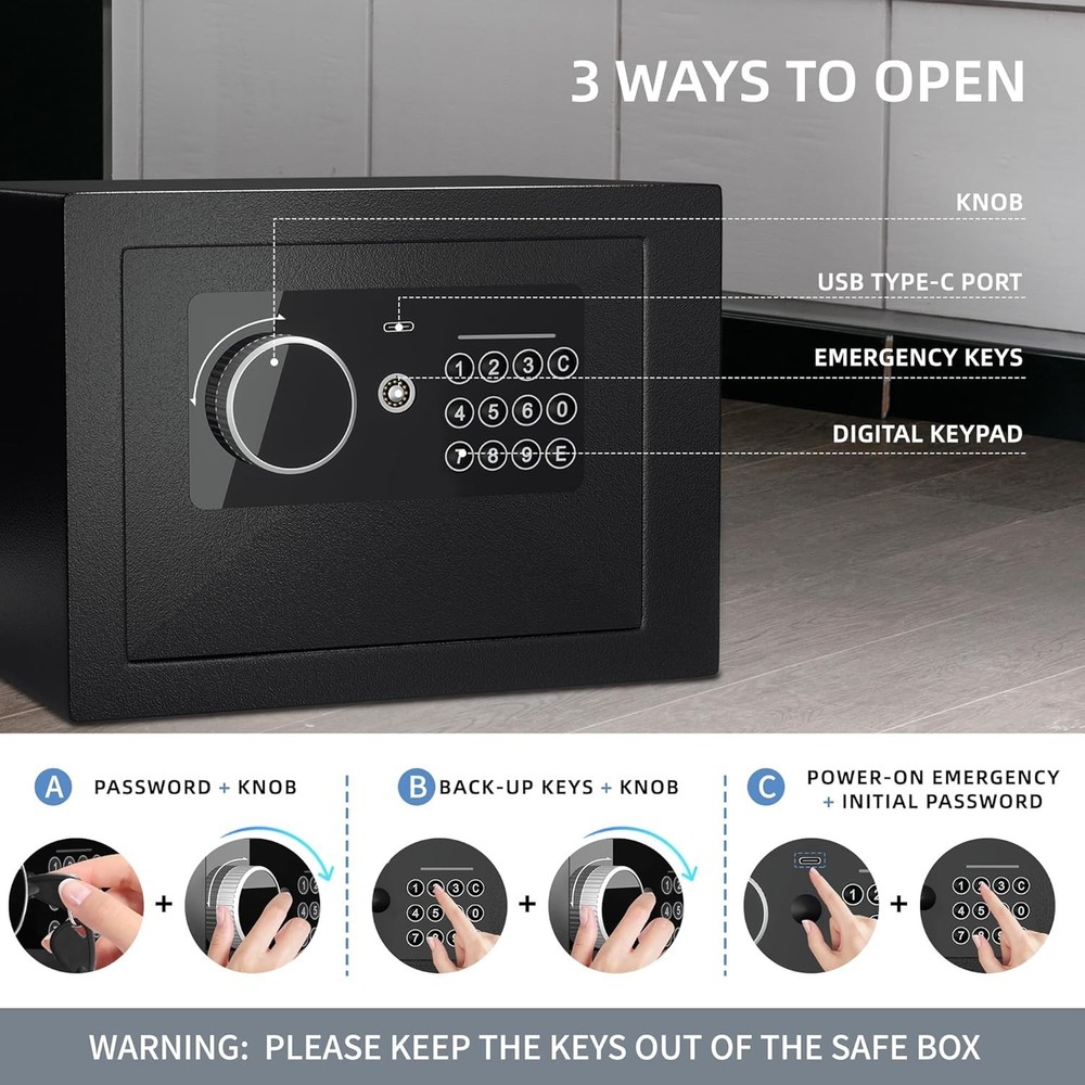 Digital Electronic Fireproof Safe - Compact Security Lock Box for Valuables