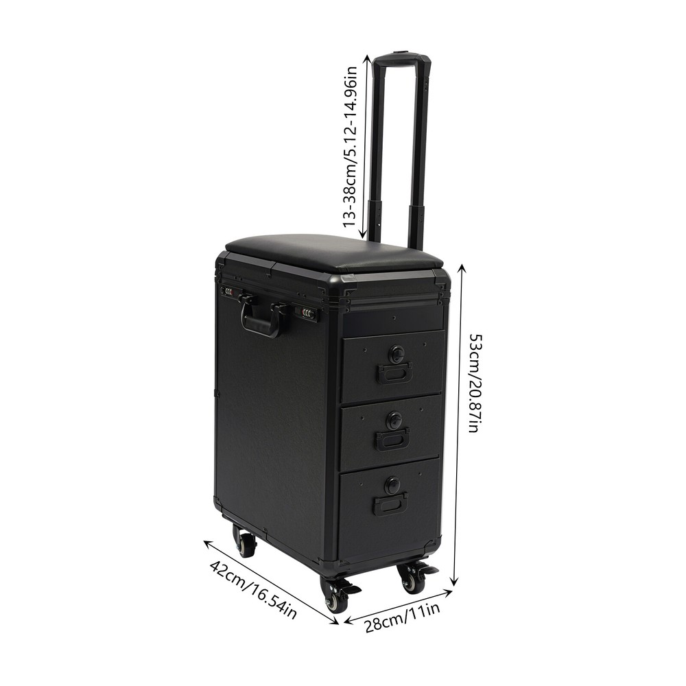 Rolling Makeup Case, Makeup Case with 4 Universal Wheels Combination Lock