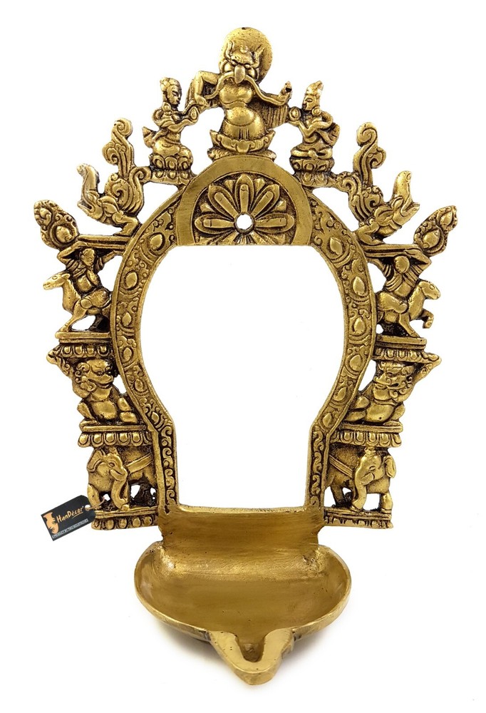 Ethnic Carving Brass Prabhavali Frame with Diya