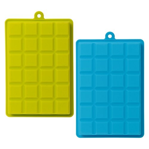AYI&AYEE Silicone Ice Cube Trays with Lids - 2 Pack 2 SET Blue Green (24 Cube)