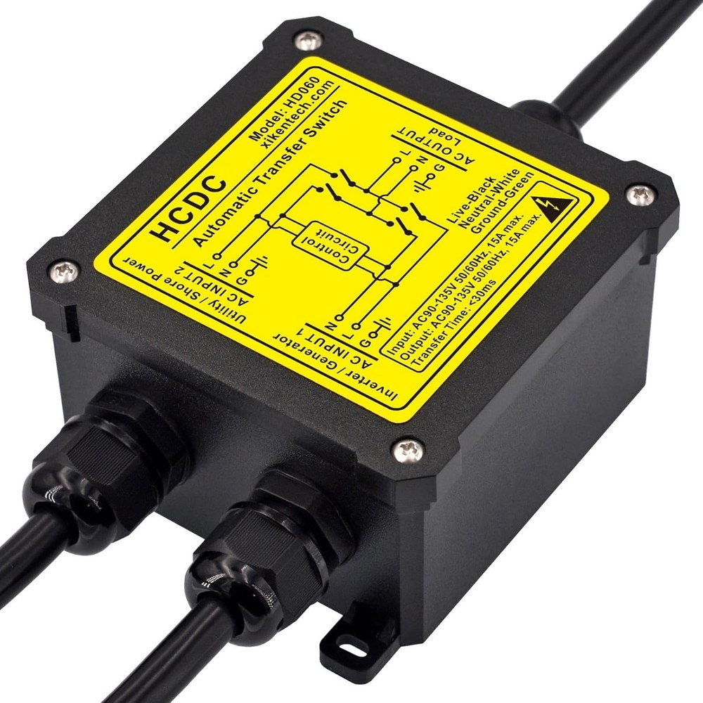 AC120V 15Amp Automatic Transfer Switch - Waterproof and Compact Design