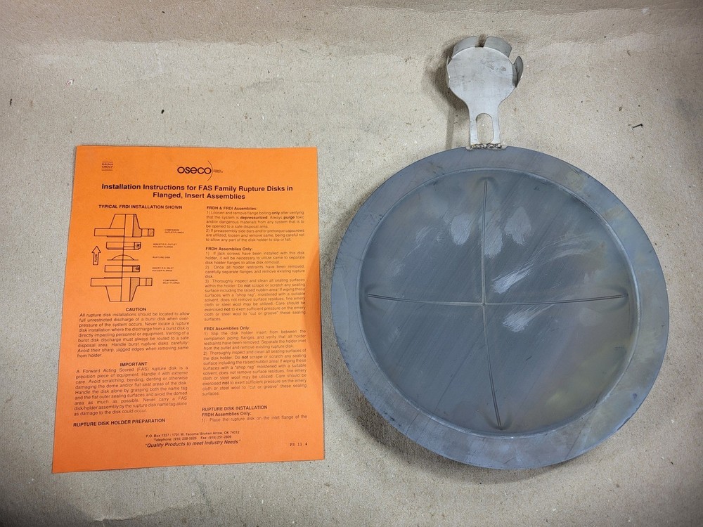 SURPLUS NEW Oseco 300-PSE-4097 8" FAS Rupture Disc – Safety