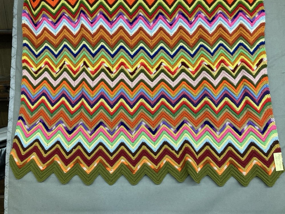Chevron Zigzag Multi Color Crochet Throw/blanket 55x55