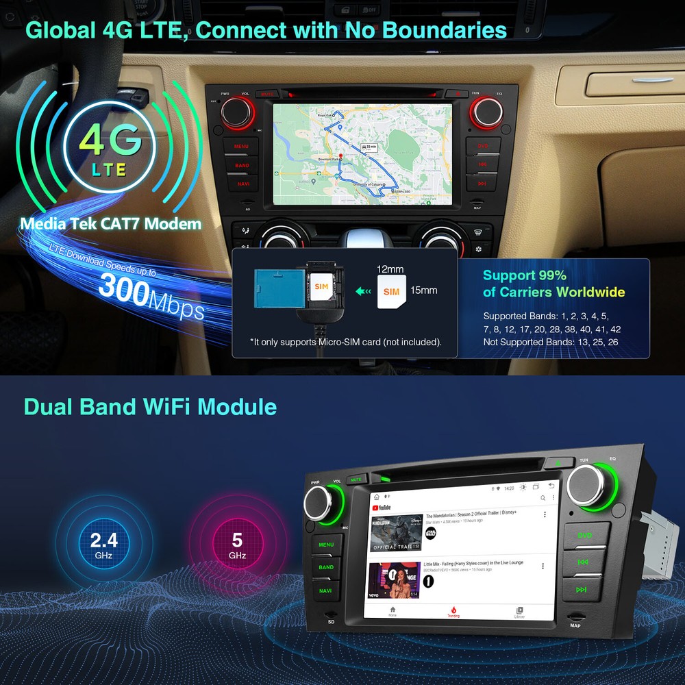 DVR+7" Android 13 8-Core Car Radio DVD Stereo GPS DSP For BMW E90 E91 E92 E93 M3