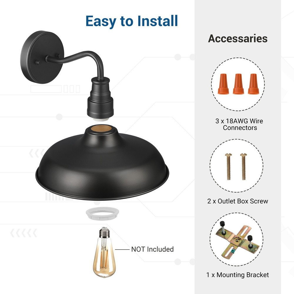 DEWENWILS 2 Pack Industrial Gooseneck Barn Light Wall Light Lantern Sconce