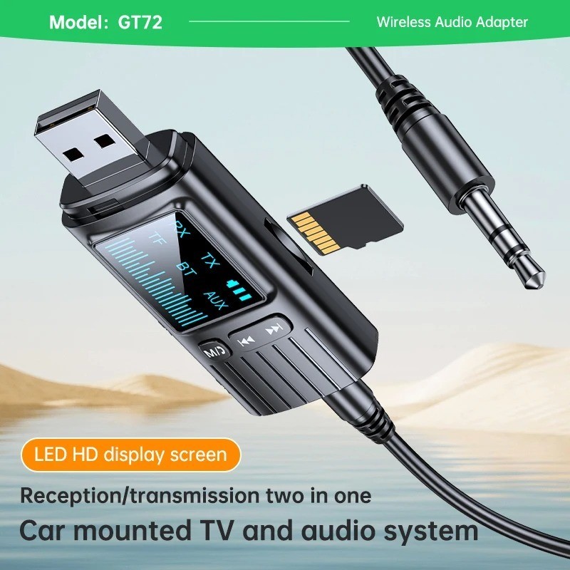 Bluetooth 5.4 Audio Receiver Transmitter AUX USB Audio adapter LED Dispaly TF