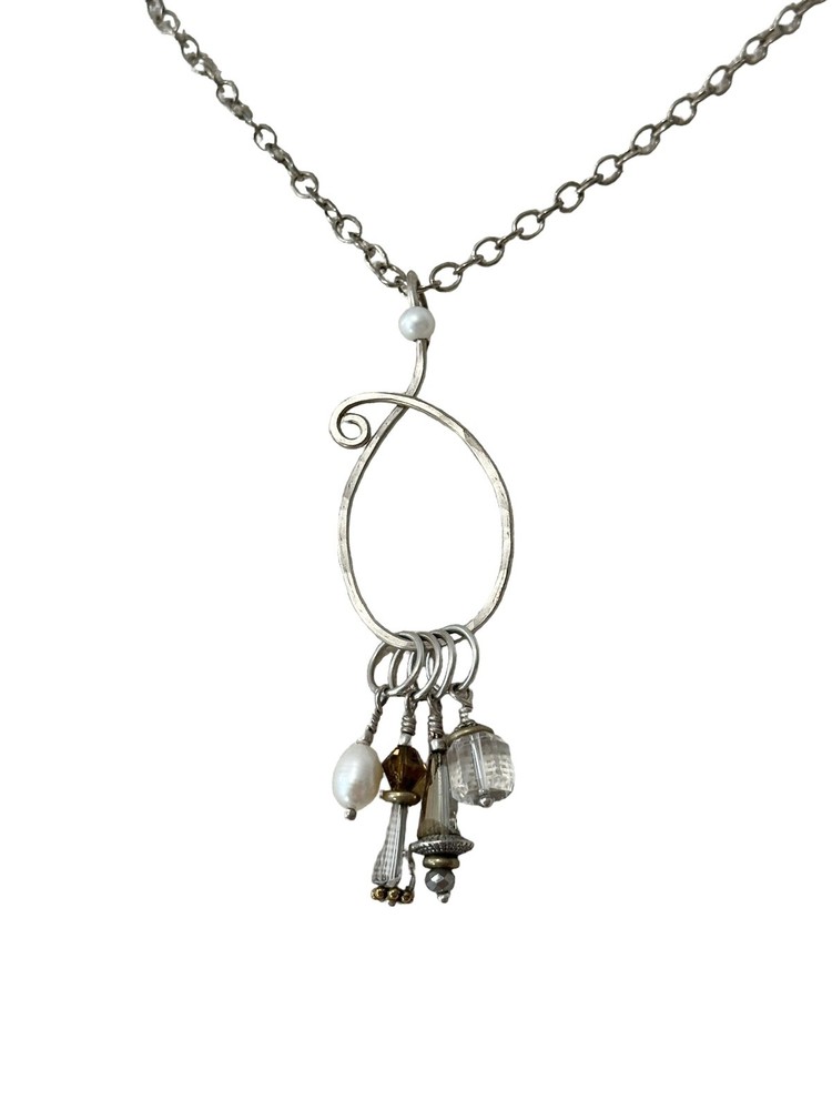Wool & Wire Stitch Marker Necklace 36” Adjustable Crafting Sewing Fan