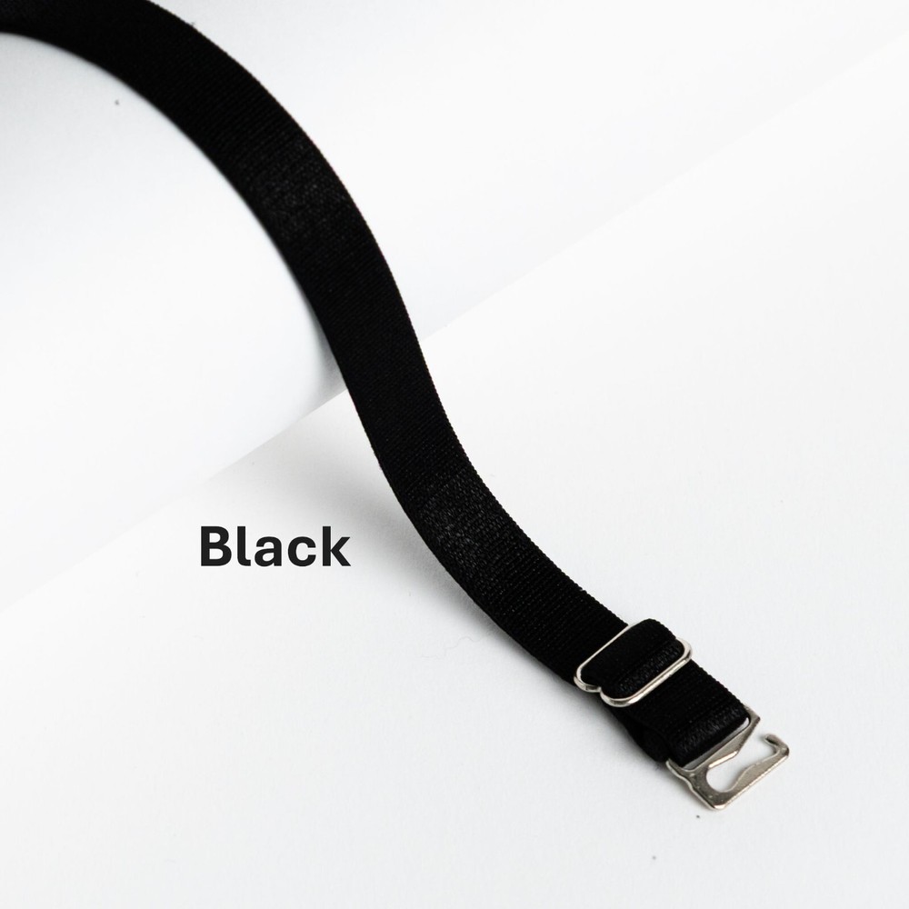 BLACK REPLACEMENT BRA STRAPS - ADJUSTABLE - (SIL) - 1CM WIDE