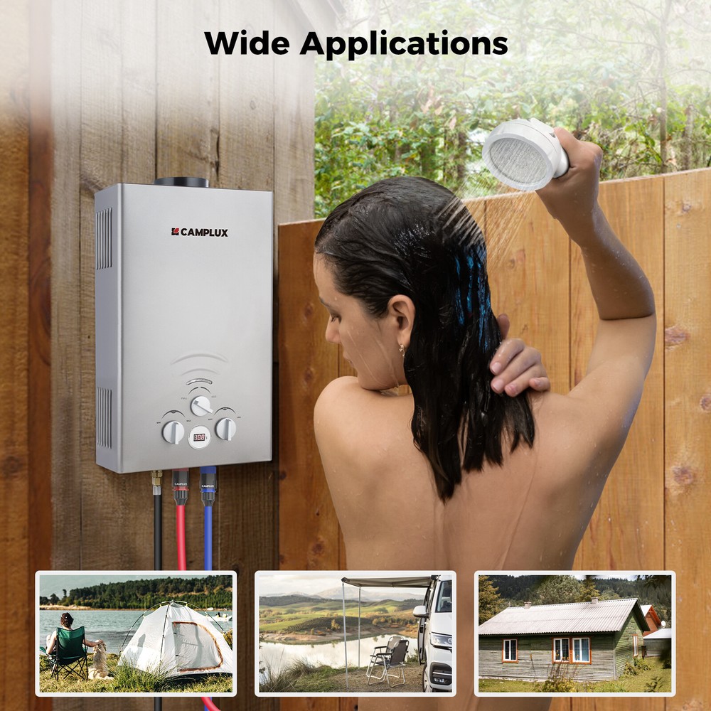 Camplux 8L Tankless LPG Gas Water Heater Outdoor Washing Instant Hot Shower Kit