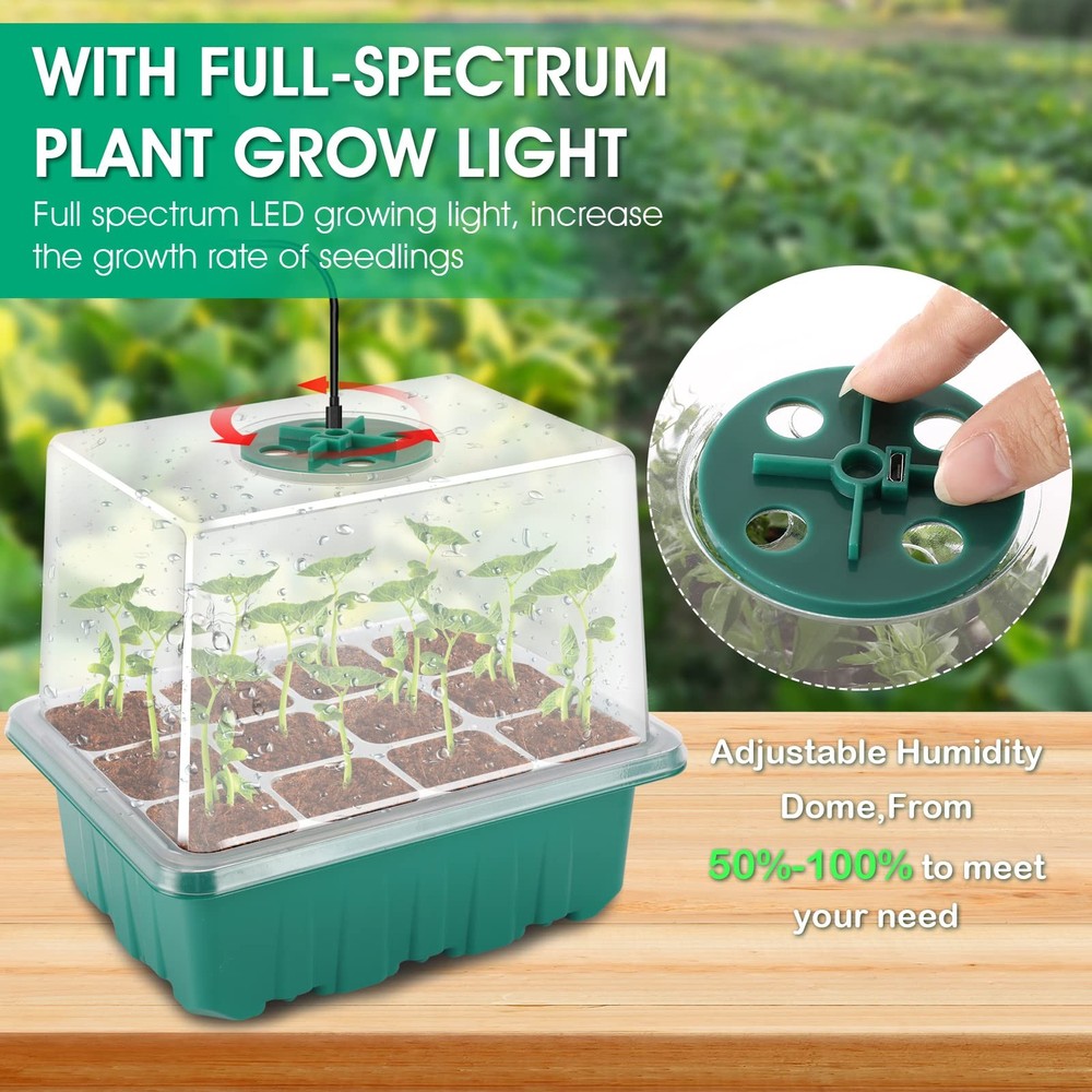 Seed Starter Tray with Light, 6PCS Seed Starter Kit with Grow Light, Seedling...