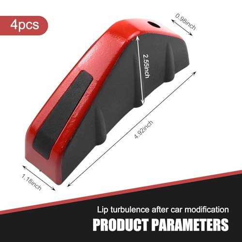Car Lower Bumper Lip Diffuser, 4.9" x 2.5" Spoiler Fin 4 PCS Red & Black