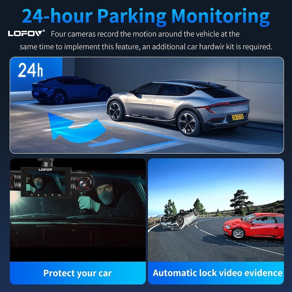 Complete 360° Dash Cam System - 4 Channels, G-Sensor, Easy Install, Night Vision