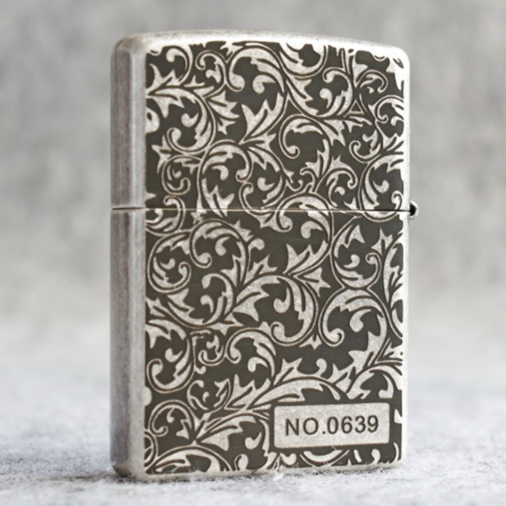 Zippo lighter 121FB Antique Silver Custom Design/ Scrollwork Pattern New in Box