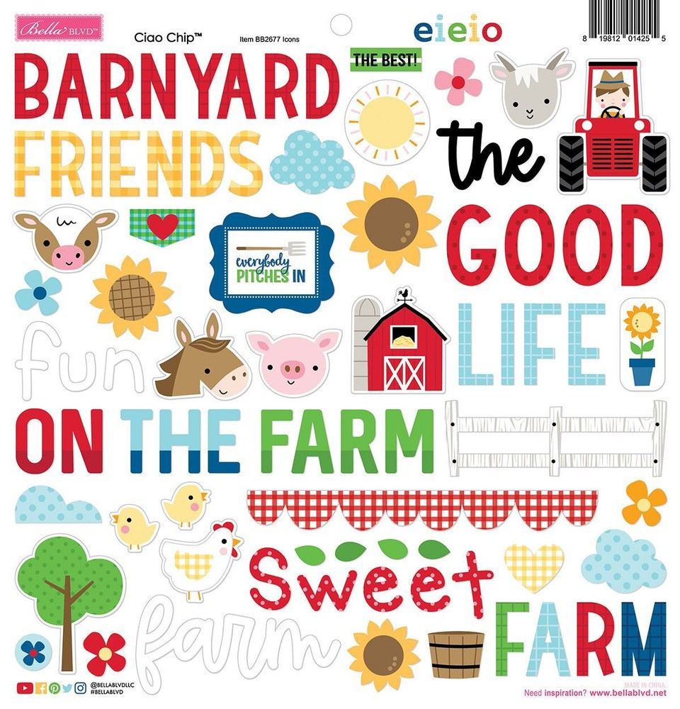 EIEIO Farm Chipboard Icons Set