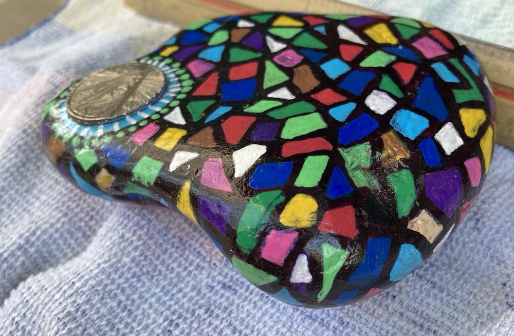 Mosaic Hand Painted Rock
