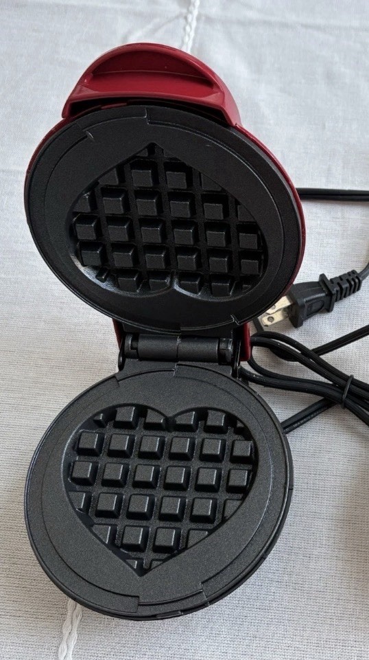 DASH Red HEART Shape Individual Mini Waffle Maker