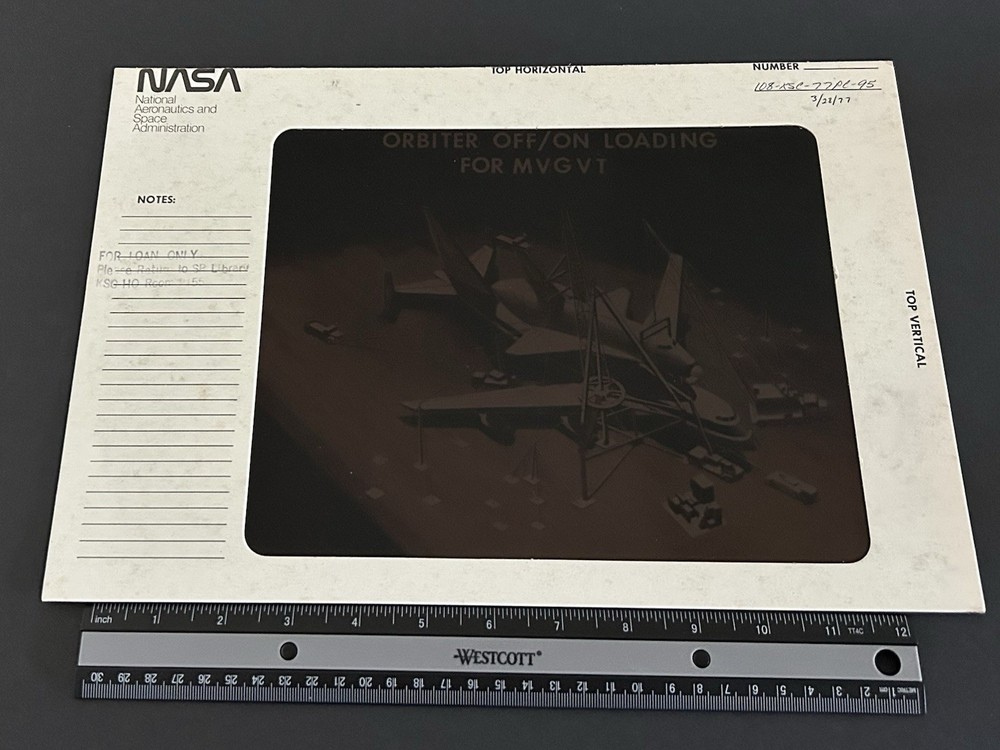 1977 NASA KSC Shuttle Artist Concept Loading Presentation Transparency-95