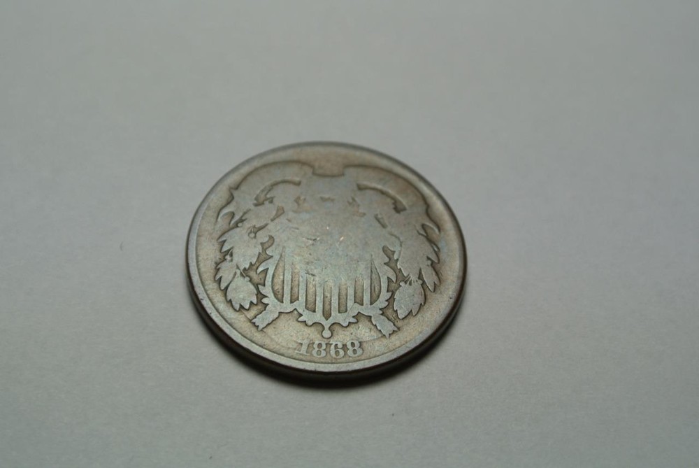 1868 Shield 2, Two Cent W/ Die Break On Obverse - C4491
