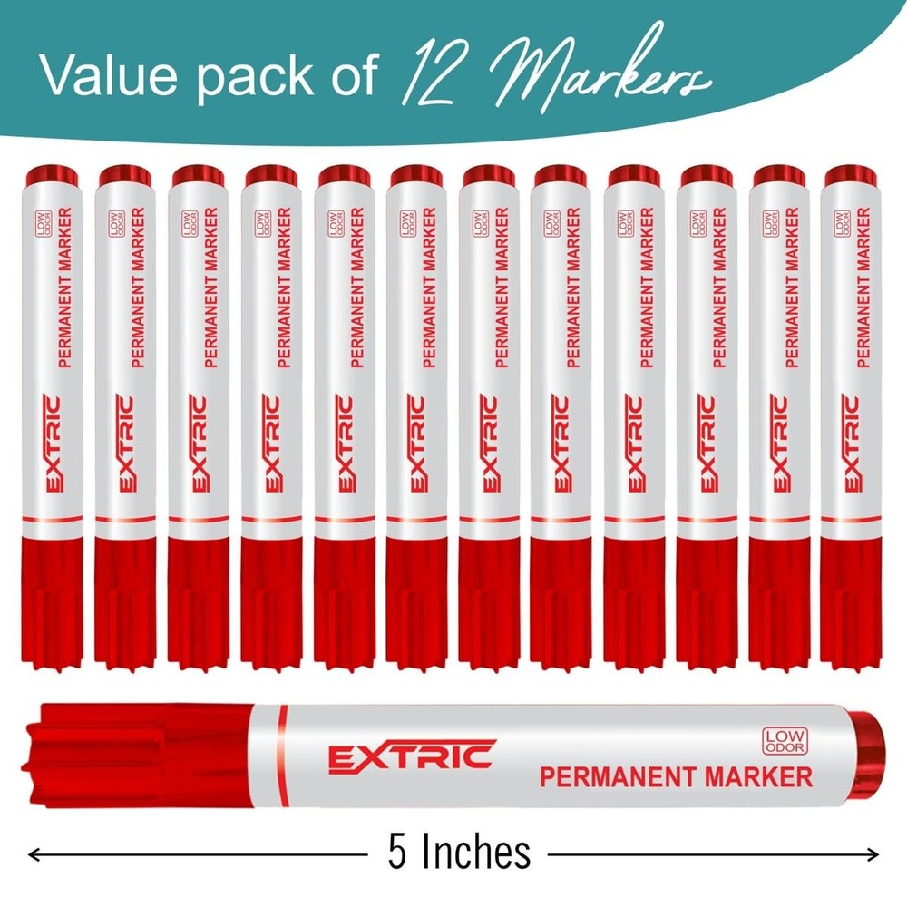 Red Chisel Tip Permanent Markers for Versatile Use on Multiple Surfaces