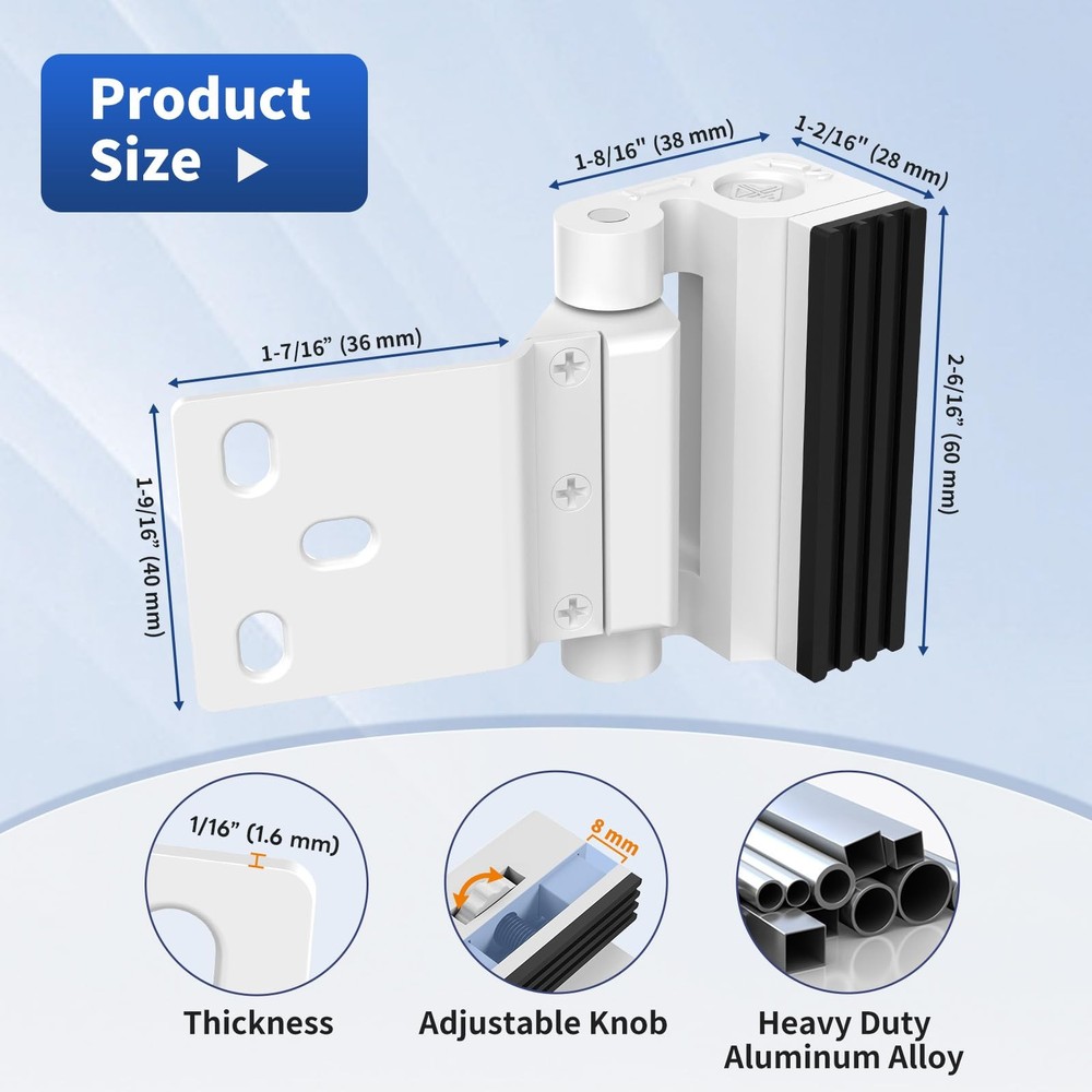SecureLatch Home Door Reinforcement Lock, 800lbs Force-Resistant White-2PCS