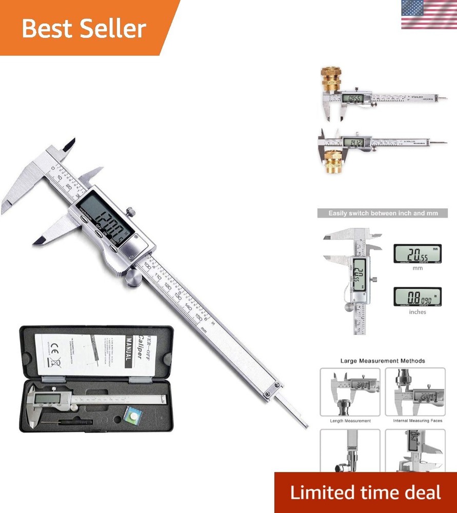 Multi-Functional Digital Caliper 150mm with Easy Conversion & Locking Screw