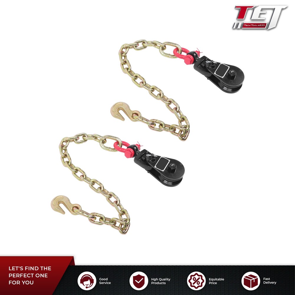 2 Ton Snatch Block G70 3" Sheave for 3/8Inch Wire Rope Chain Length 2ft (2 Pack)