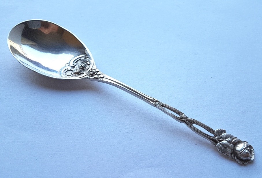 Large Solid Serving Spoon/ Cream Spoon Hildesheimer Rose 800 Silver K861