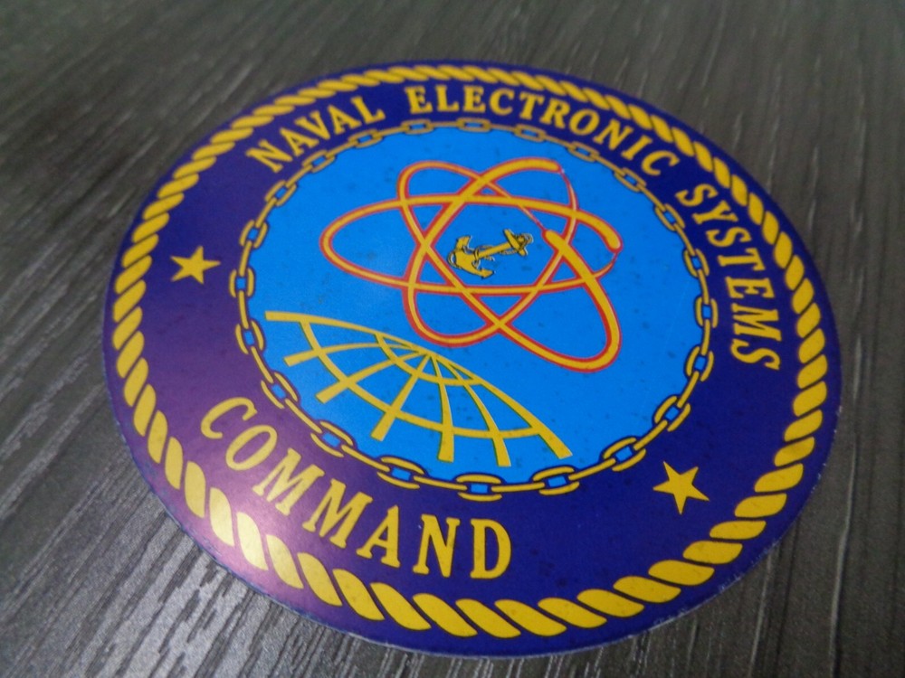 US NAVY STICKER / DECAL NAVAL ELECTRONIC SYSTEMS COMMAND MED DARK BLUE 4 INCH