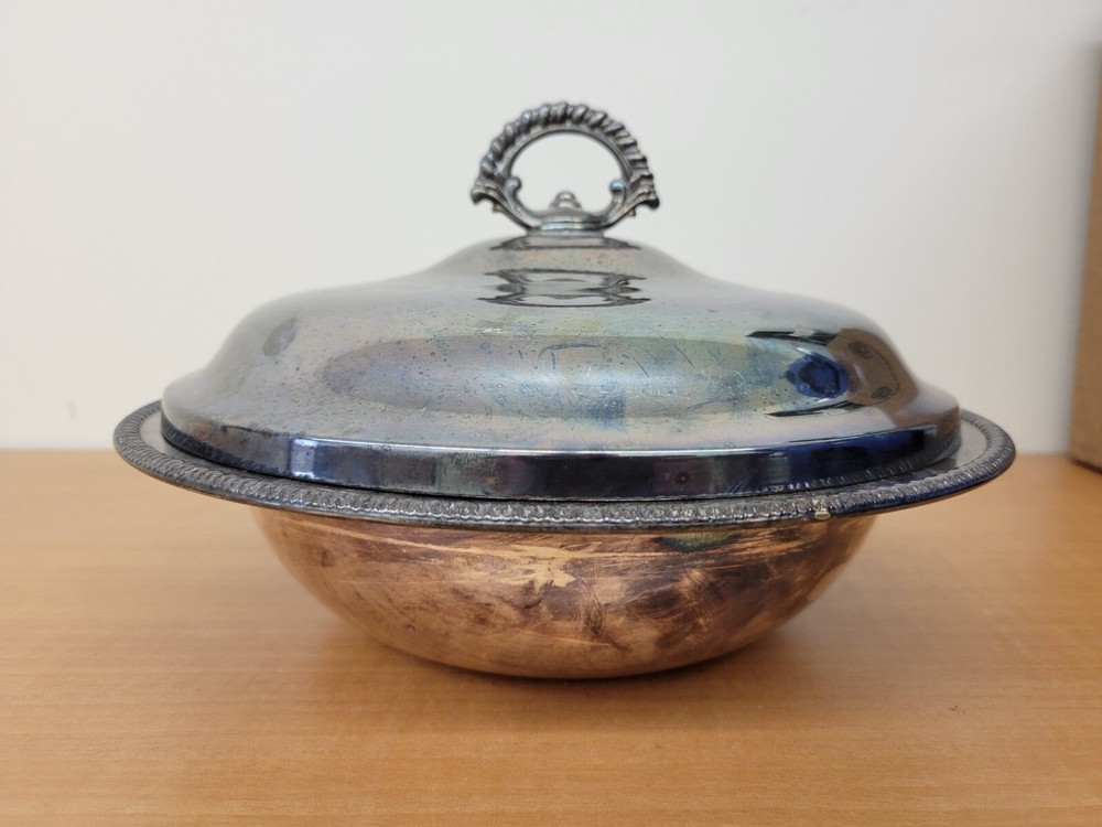 Vintage WM Rogers Silver Round Serving Bowl with Lid