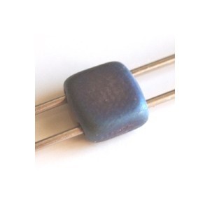 Flat Square 2-Hole Bead, Matte Iris Blue, 6mm