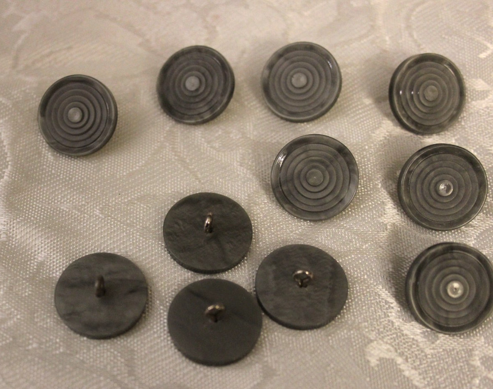 11 Vintage Gray Plastic Buttons - 3/4 inch