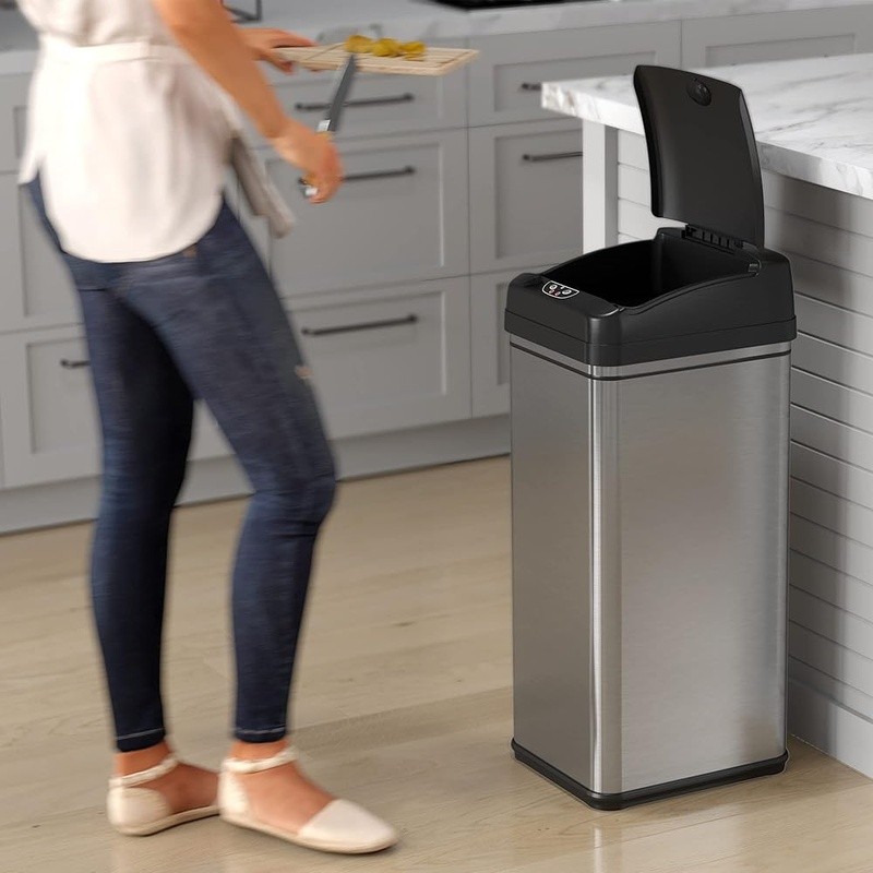 Touchless Motion Sensor Trash Can W/ PetGuard Lock Odor Neutralizing Filter New