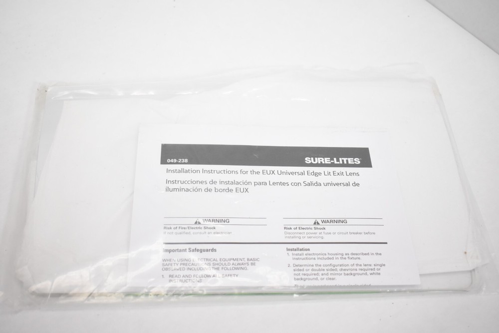 Sure- Lite Edge-Lit Acrylic Exit Sign Green Ultra-Thin Universal Edge-Lit
