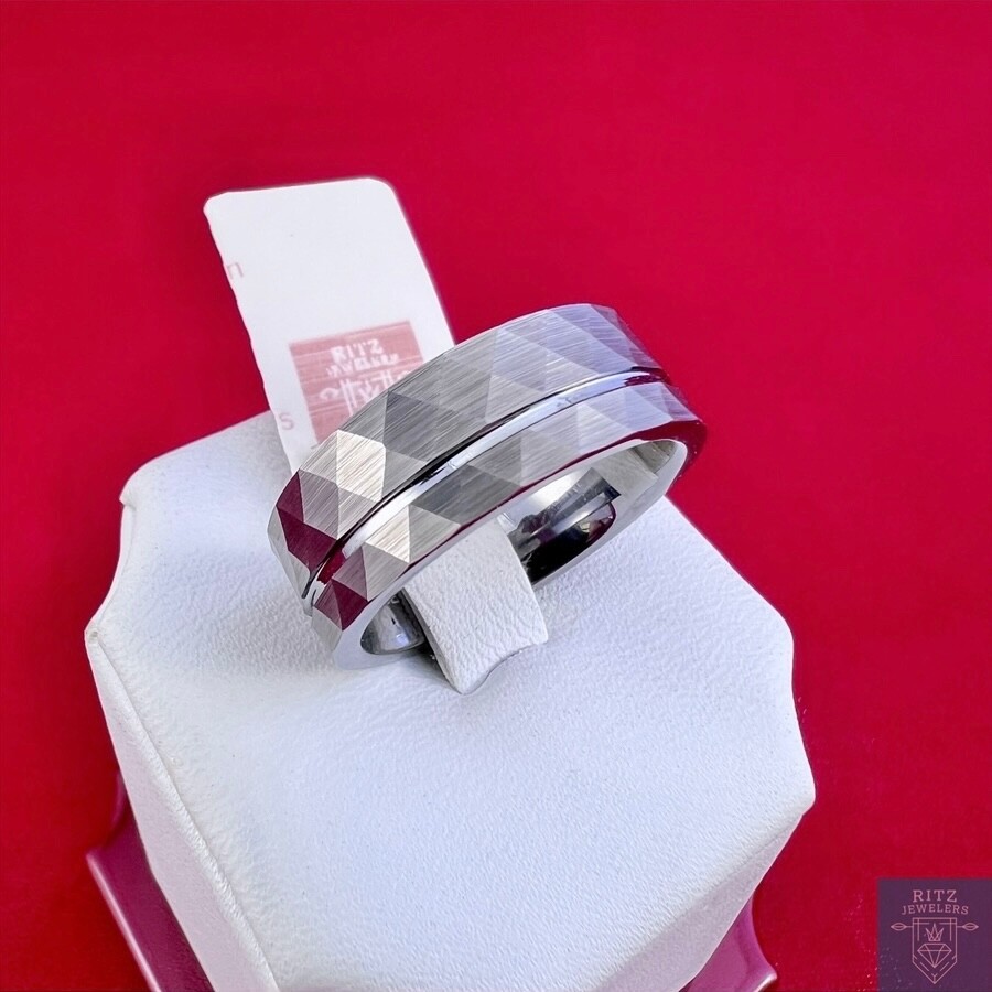 Fancy Style Tungsten Wedding Band (Size 10, 8mm)