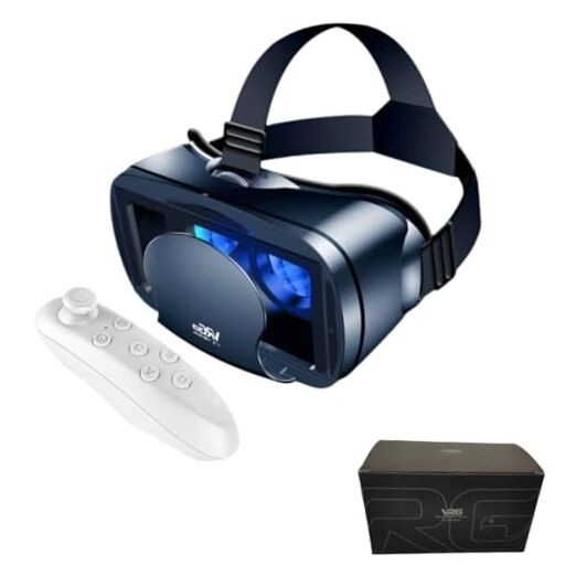 3D VR Headset Virtual Reality Glasses Headset with Controller with iPhone black