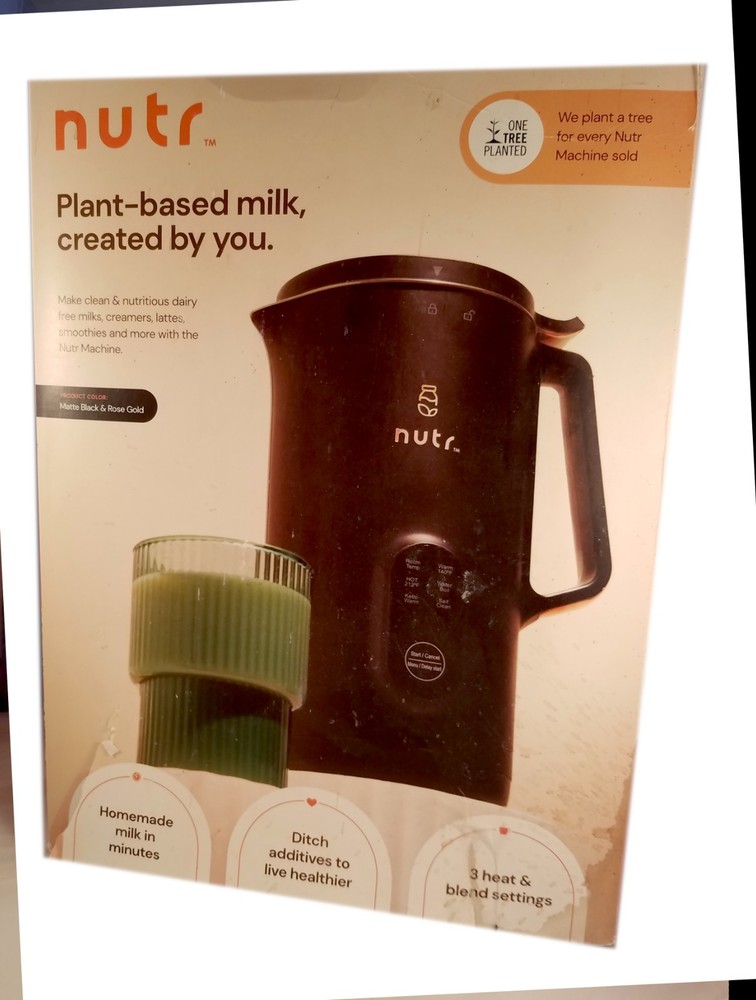 Nutr Machine, Single Serve Automatic Milk Maker, Black, 3 Temp Settings